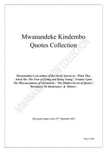 Mwanandeke Kindembo's Complete Quotes Educational 2021