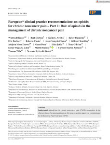 2021 European clinical practice recommendations on opioids for chronic noncancer pain – Part 1 Role of opioids in the management of chronic noncancer pain