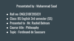 Ferdinand de Saussure and sign , data collected by M saad 