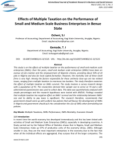 Effects of Multiple Taxation on the Performance of Small and Medium Scale Busine