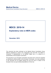 mdcg 2019 14 MDR codes