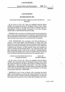 Laws of Brunei Rev 1984 The Most Honourable Order of The Crown of Brunei SUP.V.V1