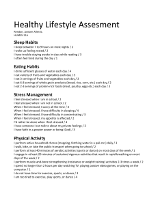 Healthy Lifestyle Assesment