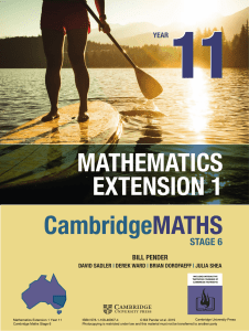CambridgeMATHS Stage 6 Mathematics Extension 1 Year 11