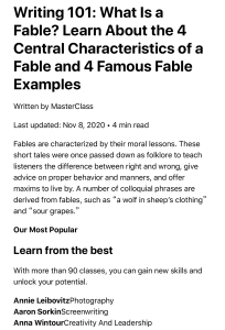 Writing 101  What Is a Fable  Learn About the 4 Central Characteristics of a Fable and 4 Famous Fabl的副本