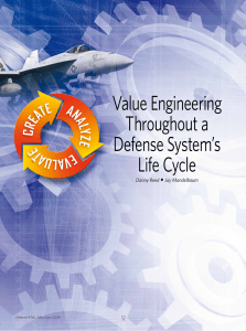Value System Throughout a Defense System's Life Cycle
