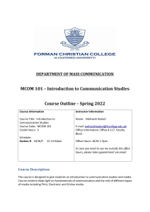 MCOM 101 - Introduction to Communication Studies 