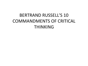 BERTRAND RUSSELL'S 10 COMMANDMENTS OF CRITICAL THINKING