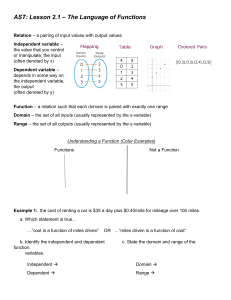 Ch. 2 Notes Algebra/Statistics Two Variable Data
