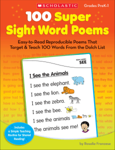 Scholastic 100 Super Sight Word Poems PreK 1