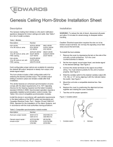 Chubb Edwards Genesis Ceiling Horn Strobe Installation Sheet