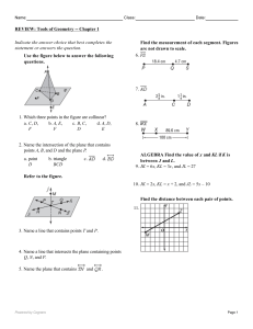  Tools of Geometry Chapter 1Test Review