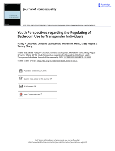 Crissman et al. (2020) Youth Perspectives Regarding Regulating Transgender Bathroom Use