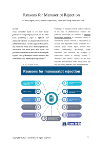 Reason for manuscript rejection (1)