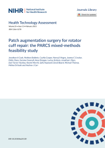 Rotator Cuff Repair: PARCS Feasibility Study