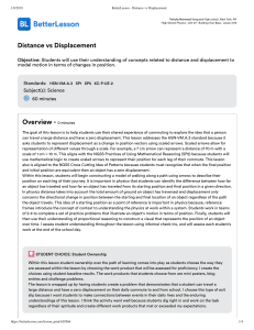Distance vs Displacement Activity Lesson Plan