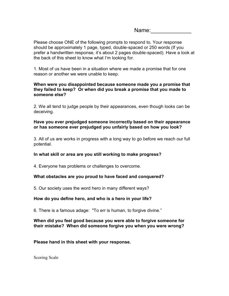 Writing prompts 1 