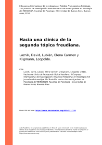 Laznik, David, Lubián, Elena Carmen (..) (2010). Hacia una clínica de la segunda tópica freudiana
