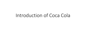 Introduction of Coca Cola