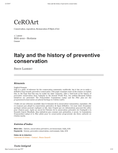 2010 Italy and the history of preventive conservation