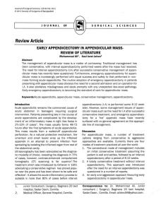 Early appendectomy in appendicular mass