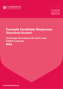 9093 English Language Example Candidate Responses Booklet 2015