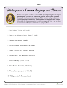 shakespeares famous sayings and phrases