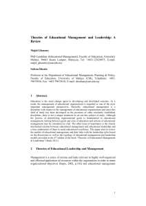 Theories of Educational Management and Leadership: A Review