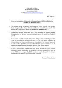 Phase XII Notice of participation in Nadidih Iron Ore Block (BICO) NIT dated 07 July 2021