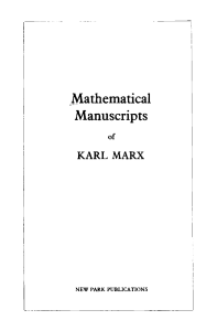 Marx Mathematical Manuscripts 1881