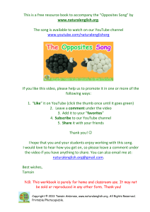 Opposites Song FREE Activity Ebook NEW VERSION