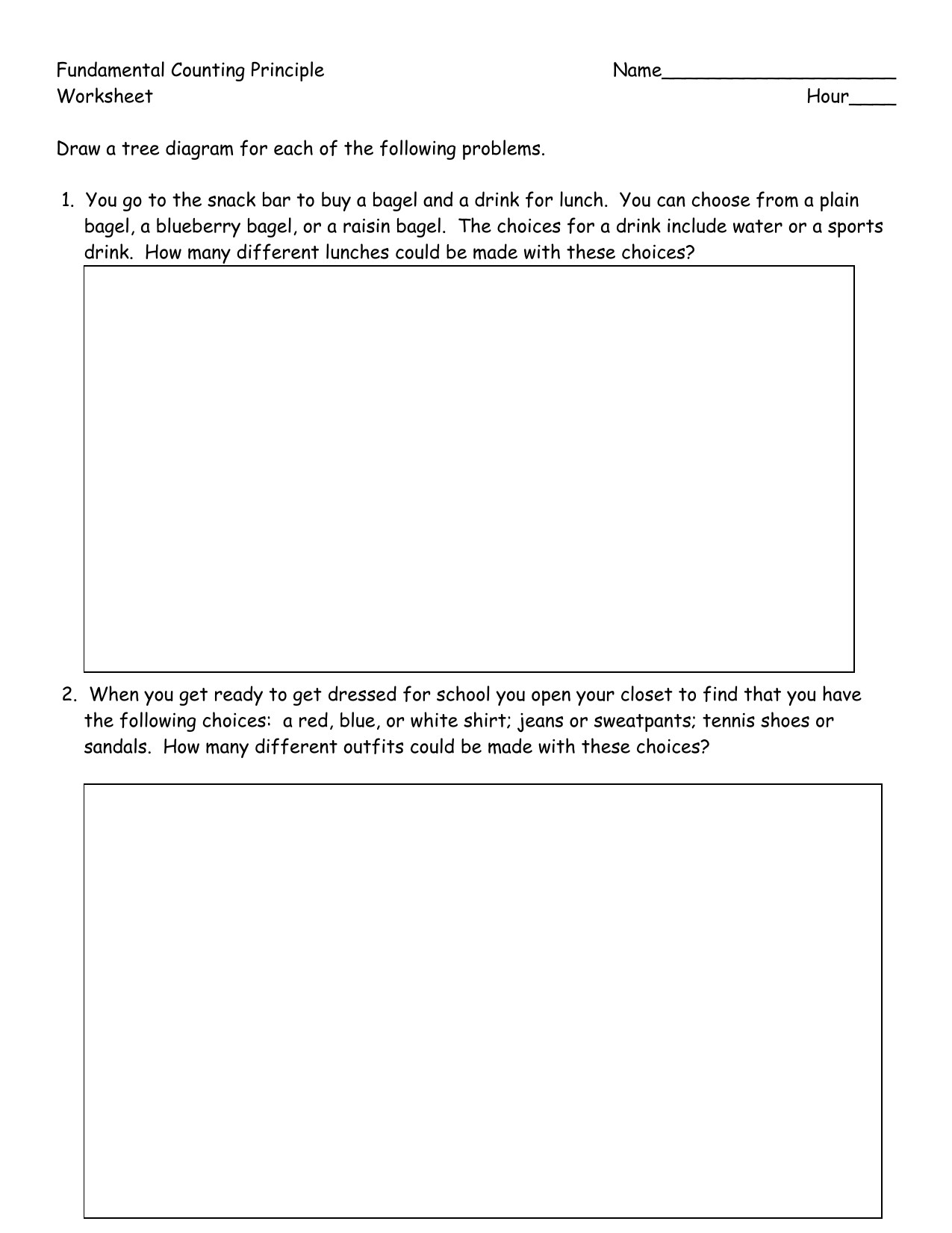 Fundamental Counting Principle Pertaining To Fundamental Counting Principle Worksheet