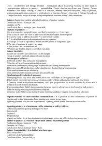 C Pointers and Strings: Lecture Notes