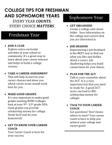 College tips for Freshman and Sophomores