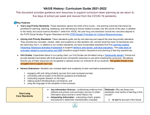 2021 - 2022  VA US History  Curriculum Guide 2021-2022