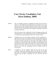 Core Novice Vocabulary