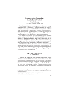 Deconstructing Counseling in a cultural context