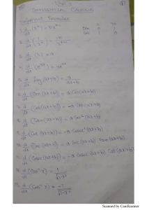 Differential Calculus Formulas Cheat Sheet