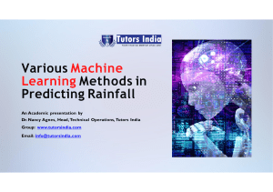 Various Machine learning methods in predicting rainfall (1) ppt