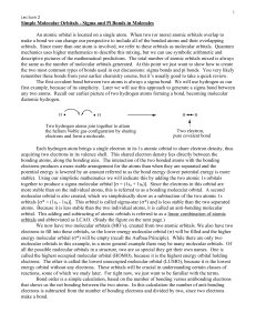 simple molecular orbitals-Sigma and Pi bonds in molecules