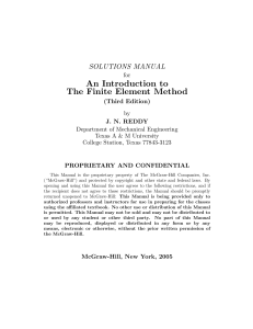 An Introduction to The Finite Element Method - Solutions Manual by J. N. Reddy