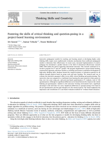 Fostering the skills of critical thinking and question posing, Sasson, Yehuda & Malkinson, 2018