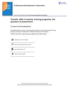 Transfer skills in teacher training programs - The question of assessment, 2020