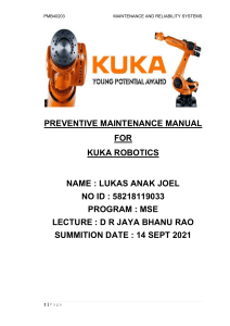 PREVENTIVE MAINTENANCE MANUAL FOR KUKA ROBOTICS LUKAS ANAK JOEL 58218119033