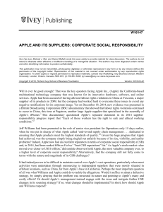 HBS Case - Apple - Corporate Social Responsibility