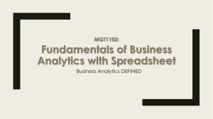 Chapter 1 & 2 Business Analytics - Descriptive Statistics