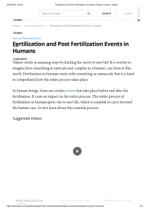 Fertilization and Post Fertilization in Humans  Events, Process, Videos