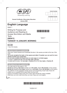 GCSE-English Language-490-January2020-Unit 1, Writing for Purpose and Audience and Reading to Access Non-Fiction and Media Texts-Paper