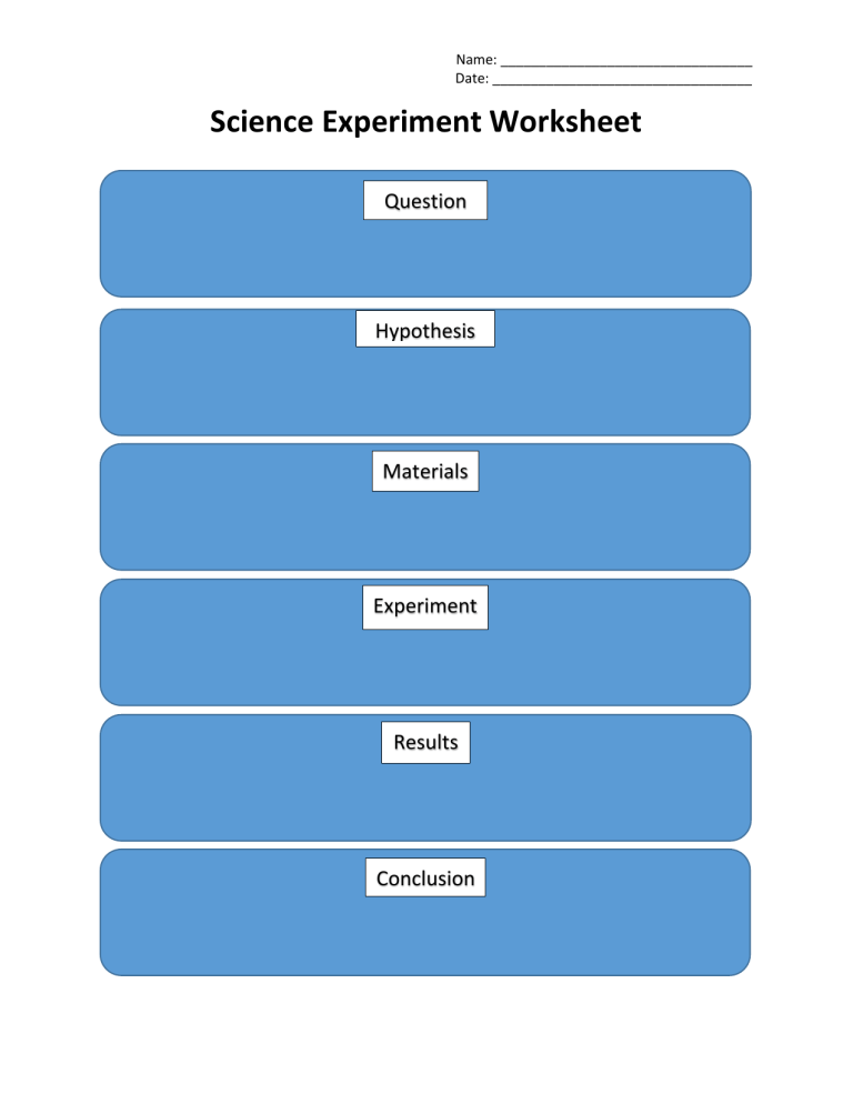 Science Experiment Worksheet