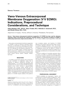 Veno-Venous Extracorporeal Membrane Oxygenation (V V ECMO)- Indications, Preprocedural Considerations, and Technique